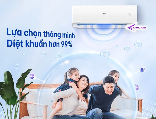 Điều hòa AQUA được tích hợp công nghệ diệt khuẩn thông minh