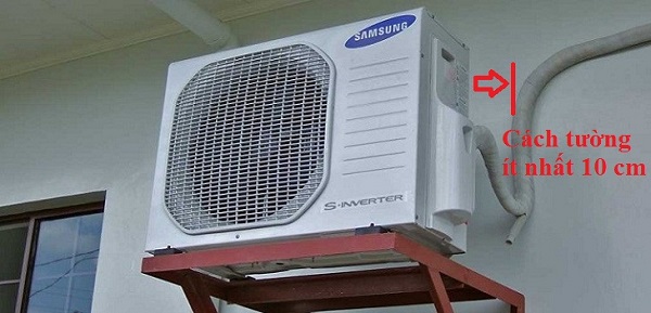 Vị trí đặt cục nóng điều hòa tốt nhất nên cách tường ít nhất 10cm