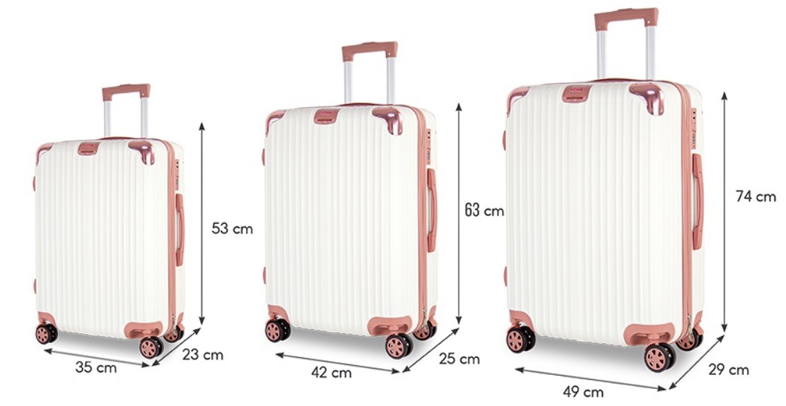 Các kích thước vali thông dụng
