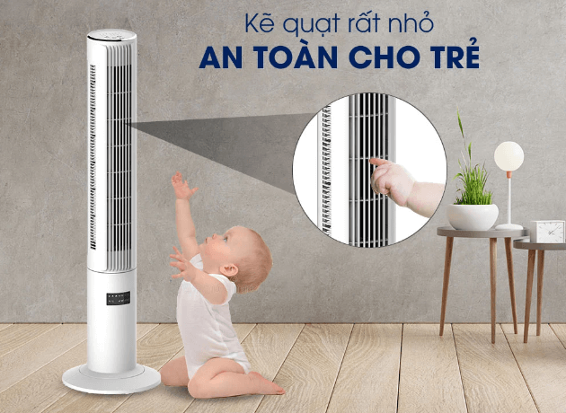 Quạt tháp an toàn với trẻ nhỏ