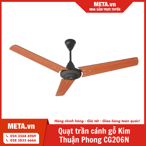 Quạt trần cánh gỗ Kim Thuận Phong CG206N - 3 cánh