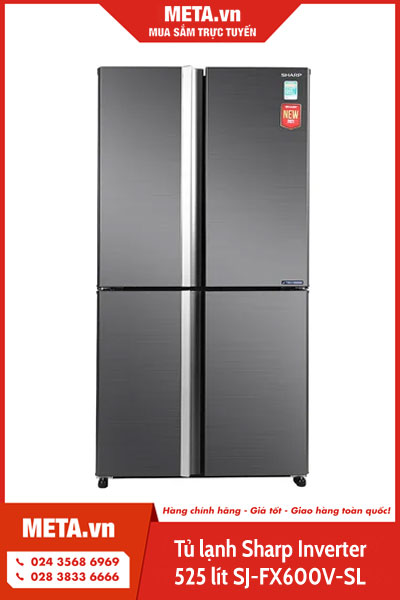 Tủ lạnh Sharp Inverter 525 lít SJ-FX600V-SL