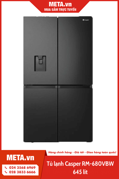 Tủ lạnh Casper Inverter 4 cánh 645 lít RM-680VBW