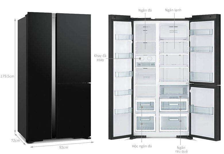 Kích thước Tủ lạnh Hitachi Inverter 590 lít R-M800PGV0(GBK)