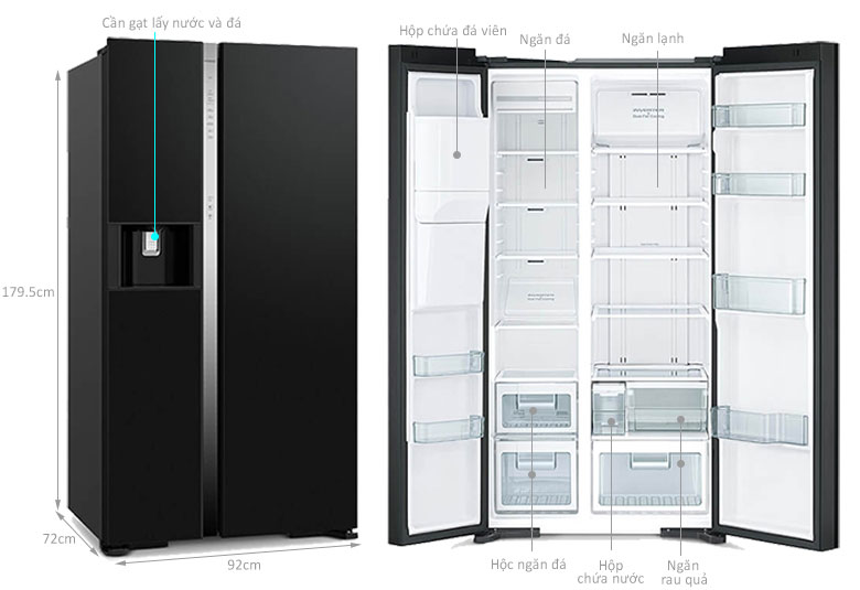 Kích thước Tủ lạnh Hitachi Inverter R-SX800GPGV0 (GBK)
