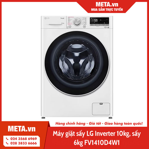 Máy giặt sấy LG Inverter 10kg, sấy 6kg FV1410D4W1