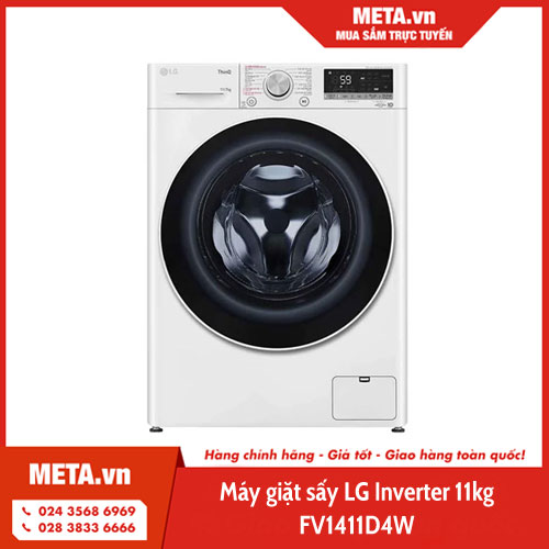 Máy giặt sấy LG Inverter 11kg FV1411D4W lồng ngang