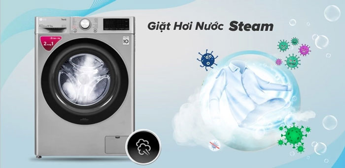 Công nghệ giặt hơi nước hiện đại trên máy giặt sấy LG