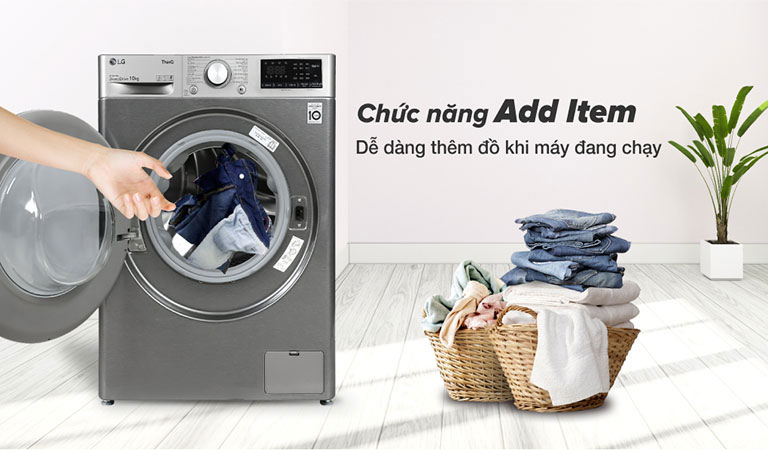 Tính năng thêm đồ giặt trên máy giặt sấy LG