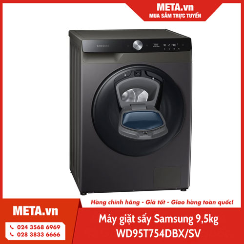Máy giặt sấy thông minh AI Samsung Inverter 9,5kg WD95T754DBX/SV