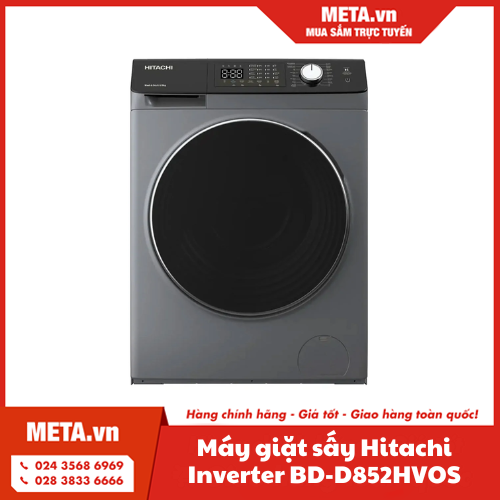 Máy giặt sấy Hitachi inverter 8,5kg BD-D852HVOS (sấy 5kg)