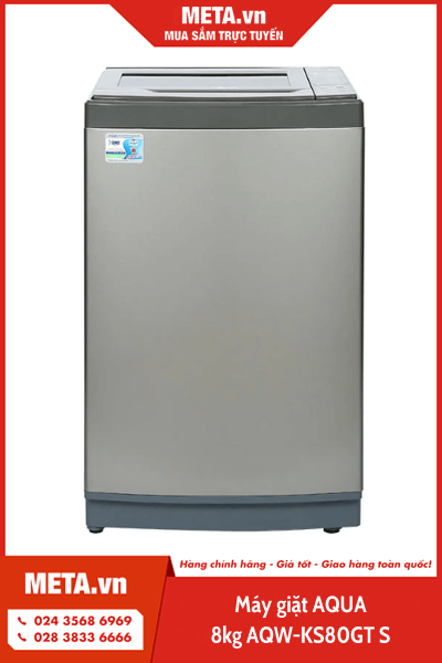 Máy giặt cửa trên 8kg AQUA AQW-KS80GT S