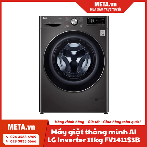 Máy giặt lồng ngang 11kg Inverter LG FV1411S3B thông minh AI