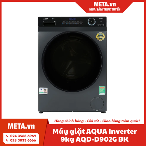 Máy giặt lồng ngang AQUA Inverter 9kg AQD-D902G BK