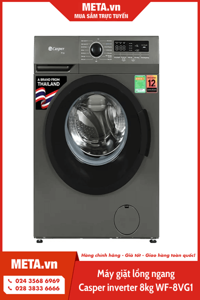 Máy giặt lồng ngang Casper inverter 8kg WF-8VG1