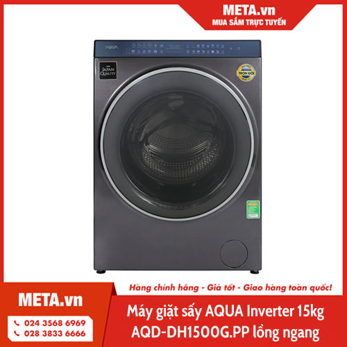 máy giặt sấy AQUA Inverter 15kg AQD-DH1500G.PP lồng ngang
