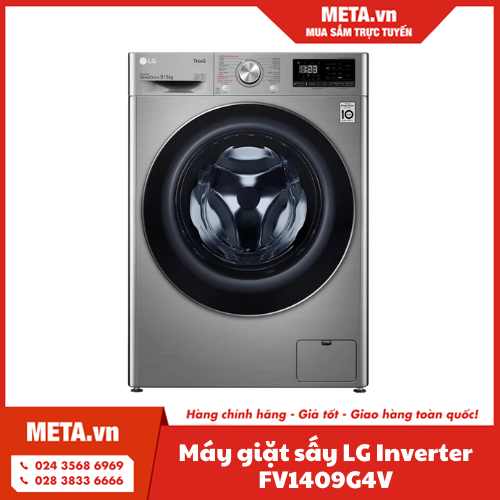 Máy giặt sấy LG Inverter 9kg FV1409G4V thông minh AI (giặt 9kg, sấy 5kg)