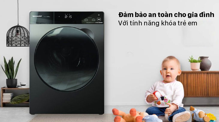 Khóa trẻ em tiện ích trên máy giặt Sharp