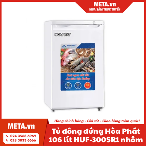 Tủ đông đứng Hòa Phát 106 lít HUF-300SR1 nhôm (R134A) (4 ngăn) (2020)