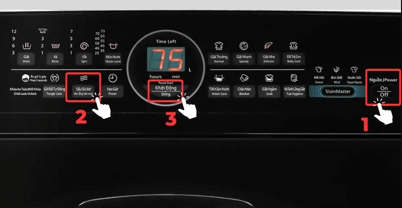 Chế độ sấy của máy giặt Panasonic
