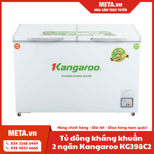 Tủ đông kháng khuẩn 2 ngăn 2 cánh Kangaroo KG398C2 (252 lít)