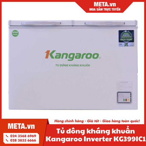 Tủ đông kháng khuẩn Kangaroo Inverter 399 lít KG399IC1