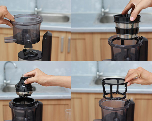 Tháo rời các bộ phận của máy ép chậm