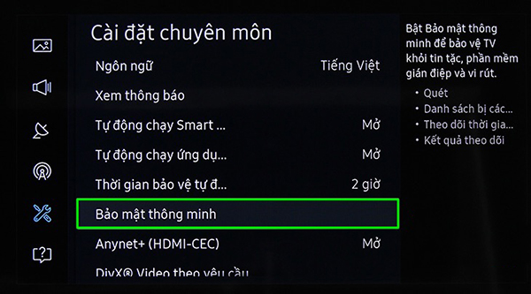Chọn bảo mật thông minh