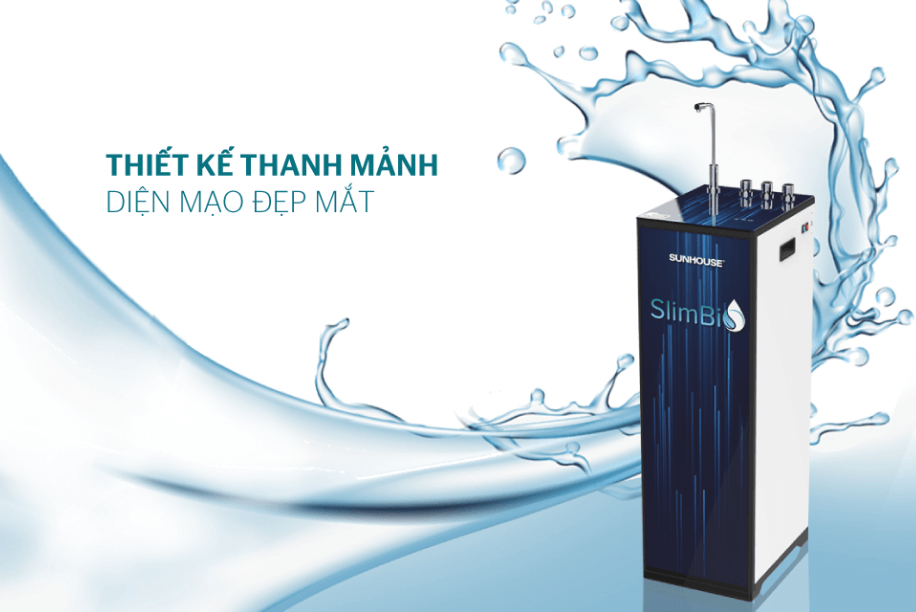 Máy lọc nước Sunhouse nổi bật với vẻ ngoài sang trọng, kiểu dáng hiện đại