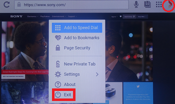 Cách thoát trình duyệt web trên tivi Sony