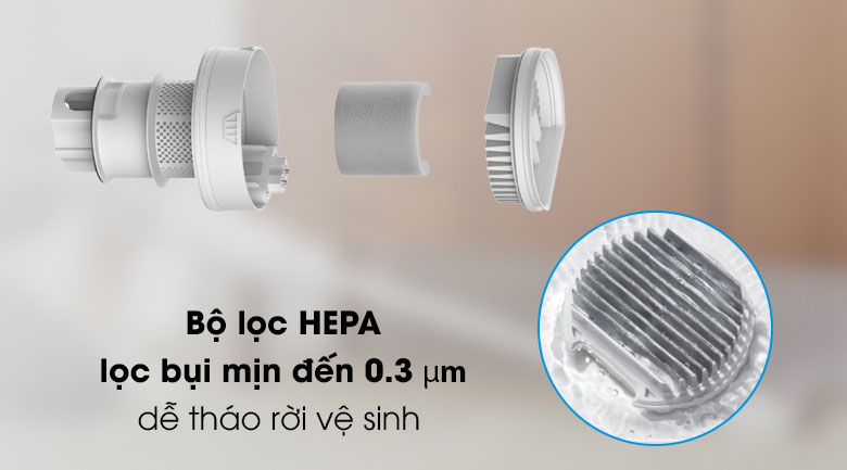 review máy hút bụi cầm tay Xiaomi - máy có bộ lọc hiện đại