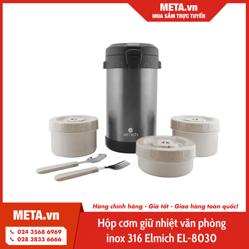 Hộp cơm giữ nhiệt văn phòng inox 316 Elmich EL-8030