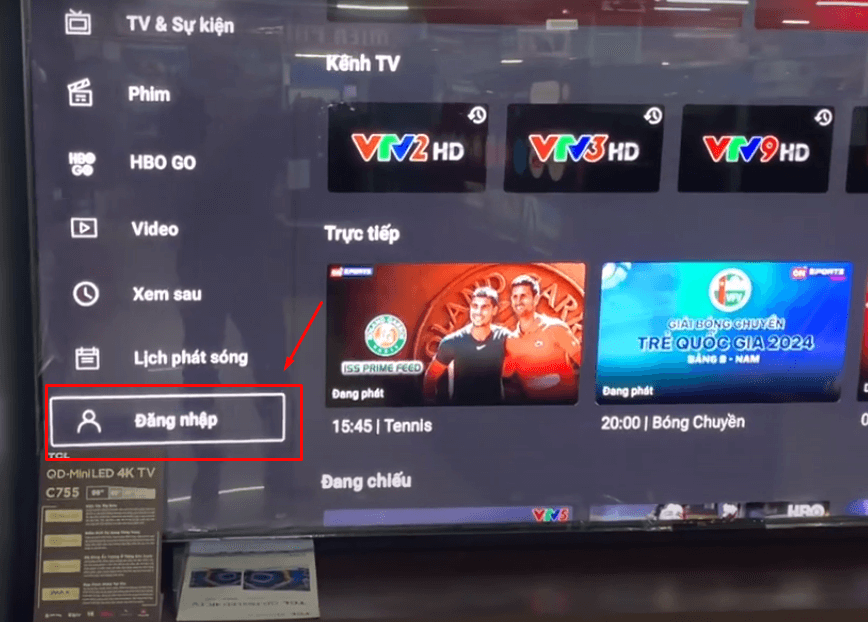 Cách đăng nhập ứng dụng TV360 trên tivi TCL
