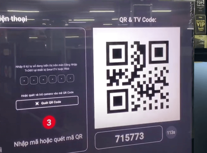 Cách đăng nhập ứng dụng TV360 trên tivi TCL bằng mã QR