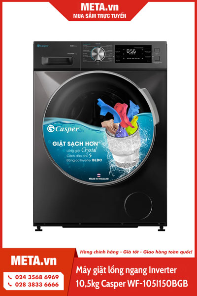 Máy giặt lồng ngang Inverter 10,5kg Casper WF-105I150BGB
