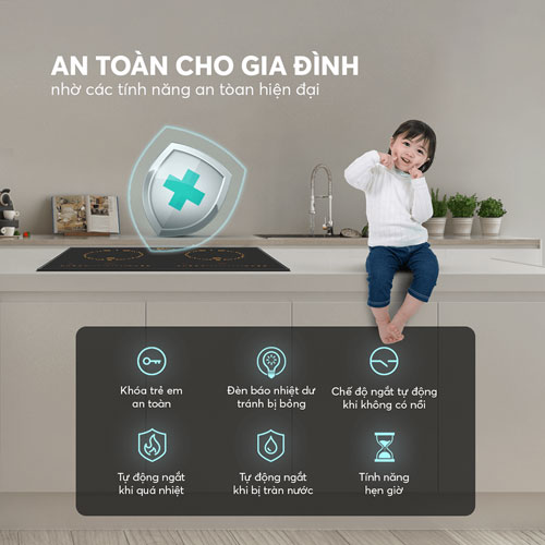 Bếp từ Elmich được trang bị nhiều tính năng, tiện ích thông minh
