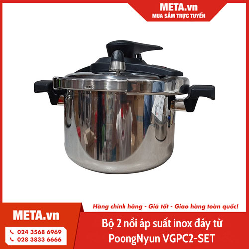 Bộ 2 nồi áp suất inox đáy từ PoongNyun VGPC2-SET