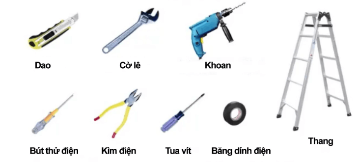 Các dụng cụ cần chuẩn bị để lắp quạt trần