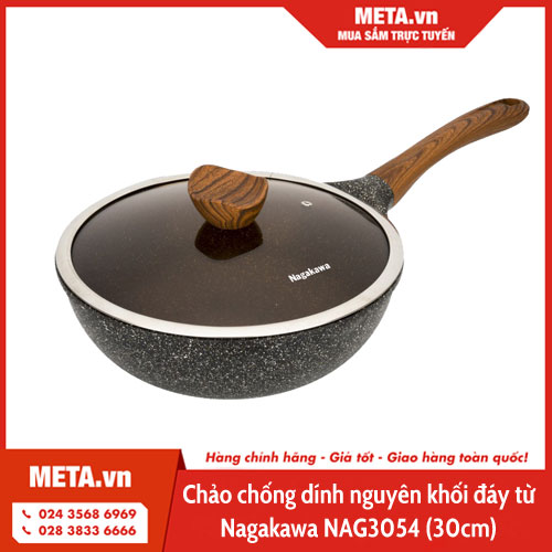 Chảo chống dính nguyên khối đáy từ Nagakawa NAG3054