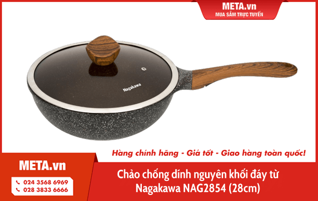 Chảo chống dính nguyên khối đáy từ Nagakawa NAG2854 (28cm)