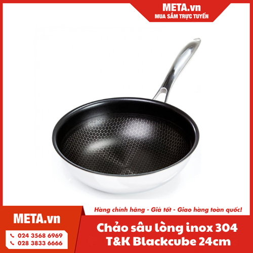 Chảo sâu lòng chống dính inox 304 24cm T&K Blackcube