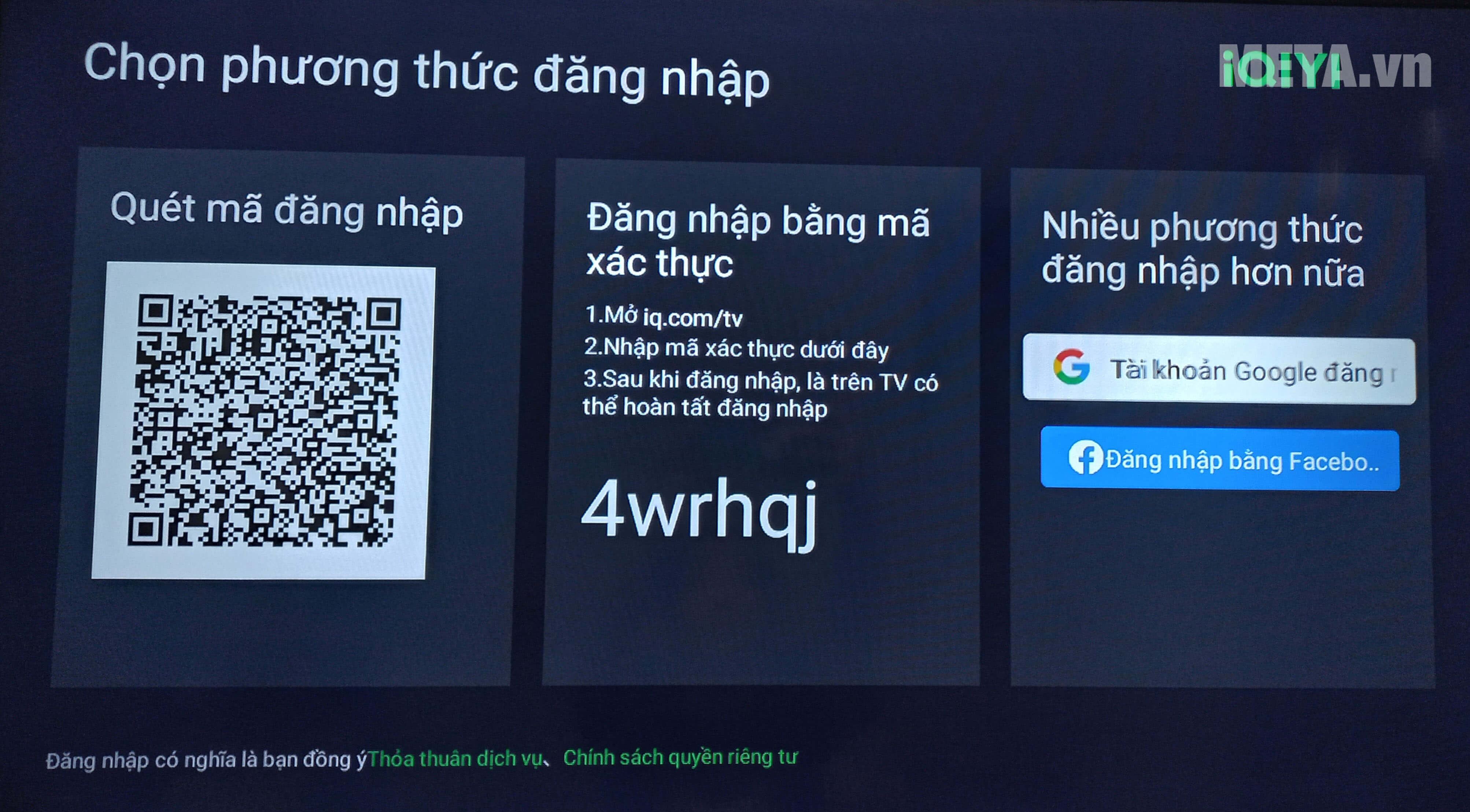 Chọn 1 trong 3 cách đăng nhập