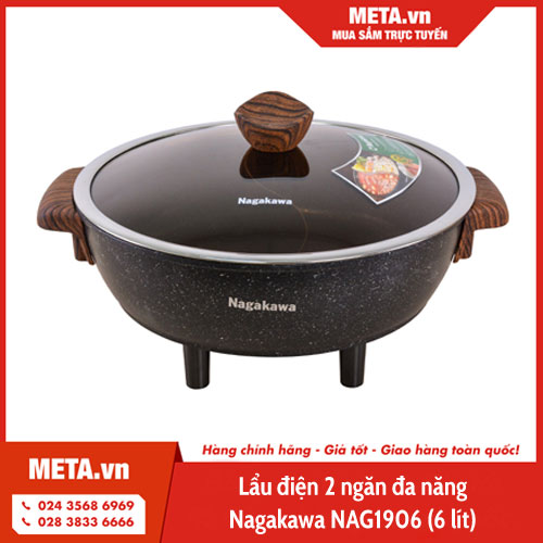 Lẩu điện 2 ngăn đa năng Nagakawa NAG1906 (6 lít)