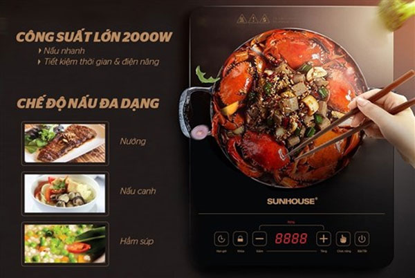 bếp hồng ngoại Sunhouse có đa dạng chế độ nấu