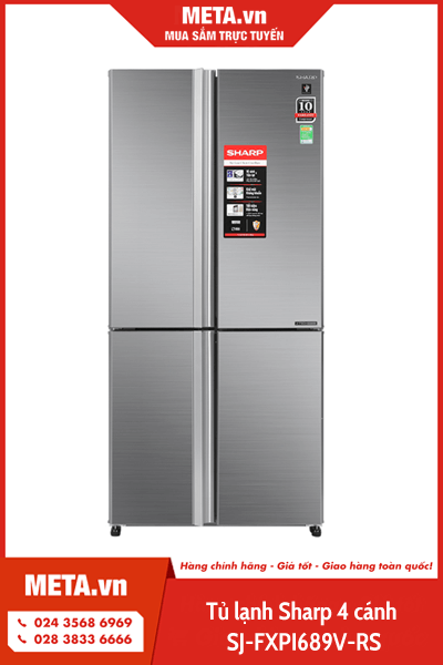 Tủ lạnh Sharp 4 cánh 607 lít SJ-FXPI689V-RS