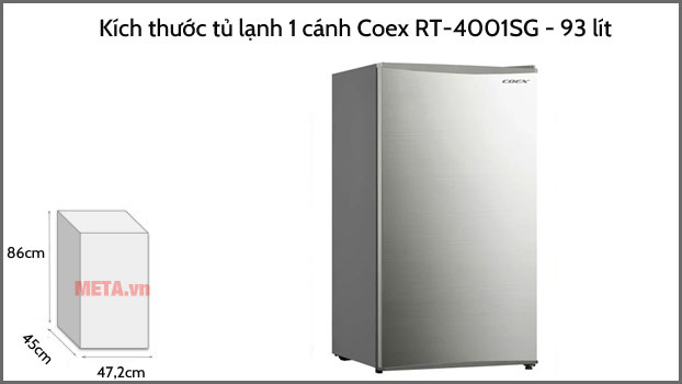 Kích thước tủ lạnh 1 cánh Coex RT 4001SG
