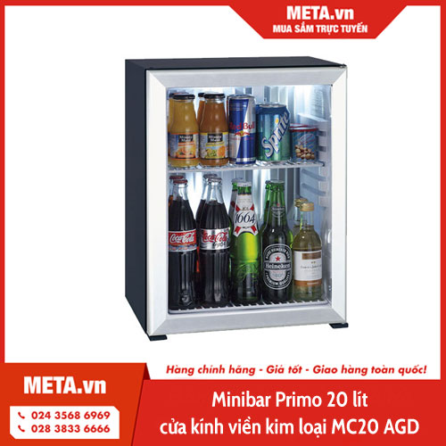 Minibar Primo 20 lít cửa kính viền kim loại MC20 AGD