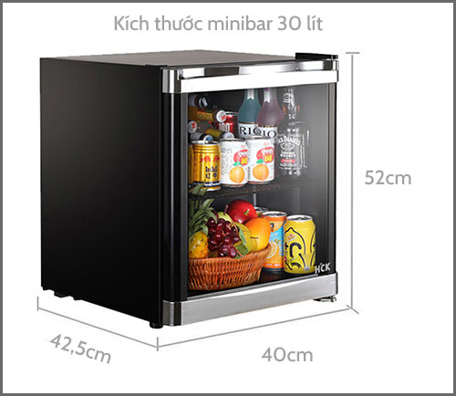 Kích thước minibar 30 lít thông dụng hiện nay