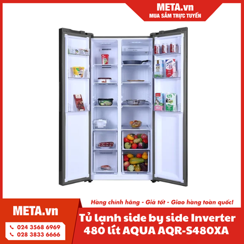 Tủ lạnh side by side Inverter 480 lít AQUA AQR-S480XA