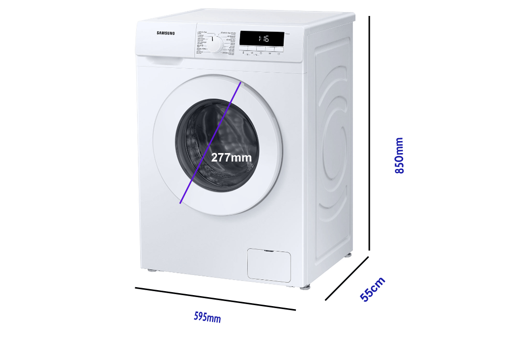 Kích thước máy giặt cửa ngan Samsung Inverter 9kg WW90T3040WW/SV